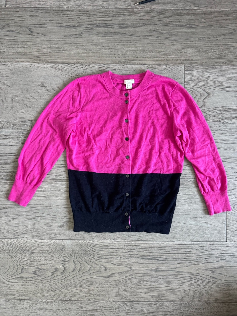 J. Crew Pink and Navy Button-Front Colorblock Cardigan